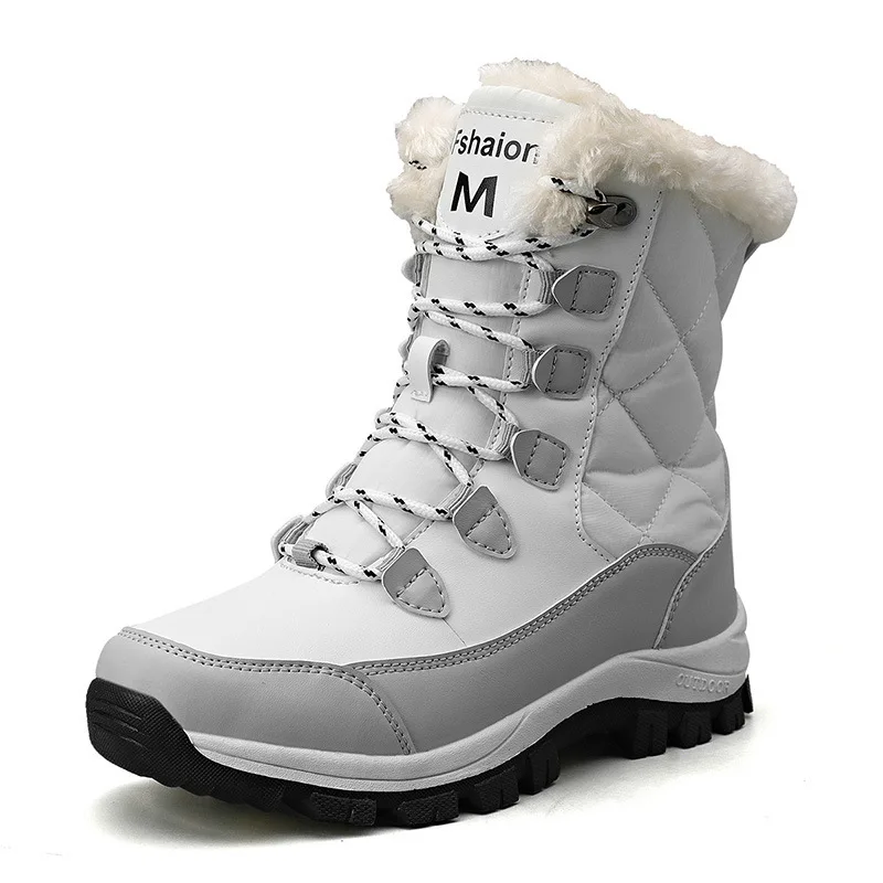 High-top Plush Snow Boots Women Warm Winter Cotton Sneakers Waterproof Anti‑Slip Wear‑Resistant Ankle Boots for Outdoor Walking
