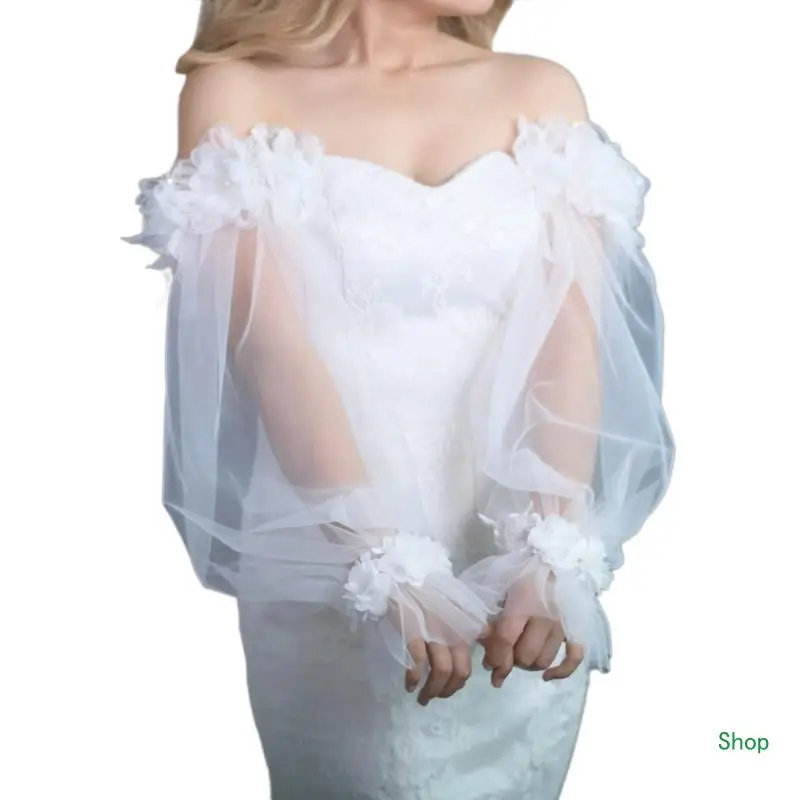 

Dropship Removable Mesh Sleeves Bride Wedding Arm Cover Decorate White Ruffle Sleeve