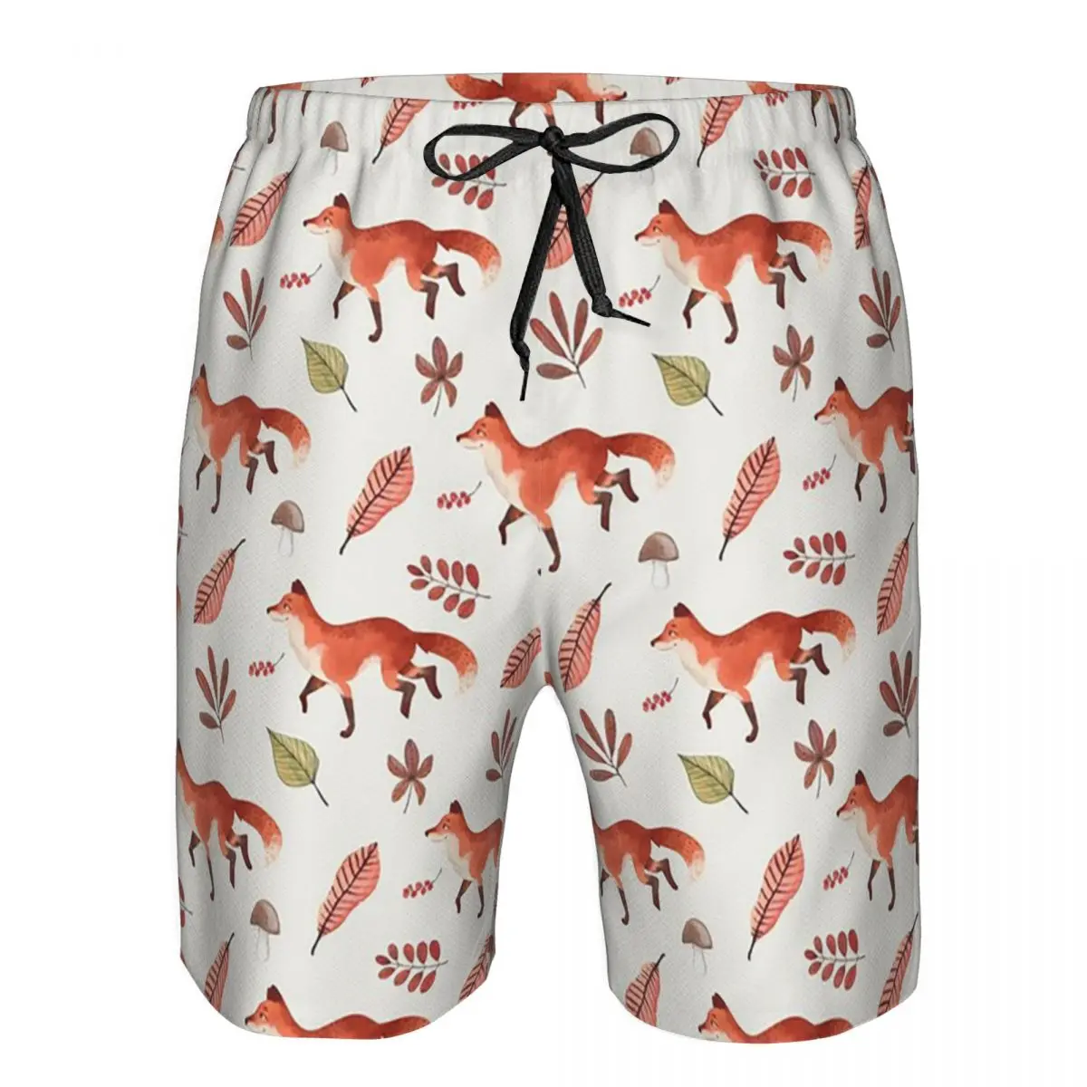Fall Fox Watercolor Pattern Trunks Beach Board Shorts Casual Quick Dry Swim Summer Men Pants
