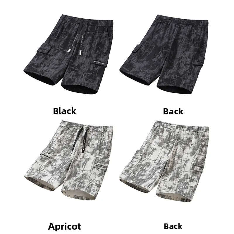 Men's Fashion Trend Loose and Breathable Casual Shorts Outdoor Baseball Sports Sweat Absorbing Quick Drying Five Minute Shorts