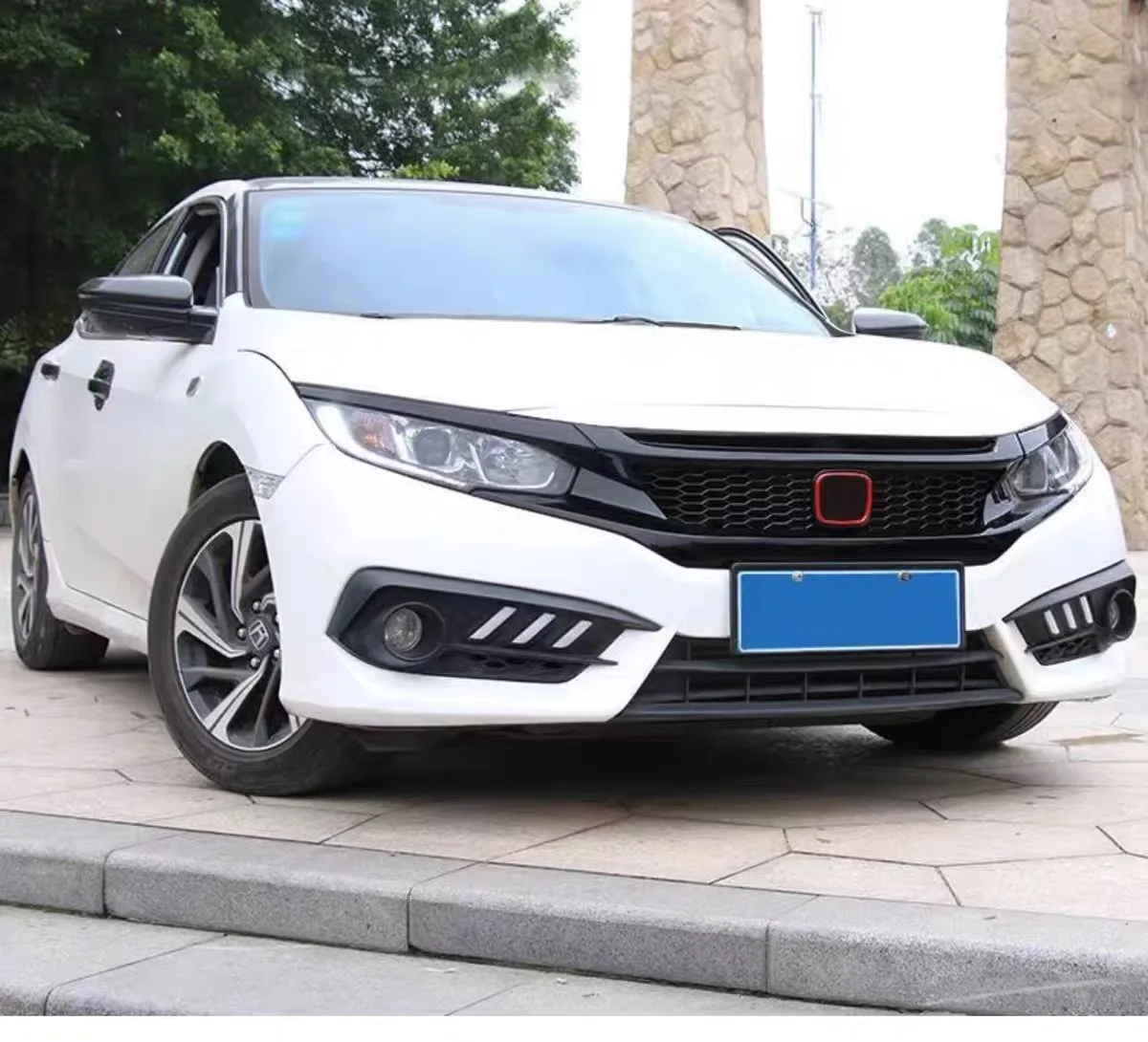 Front Bumper Grill For Honda Civic Splitter Honeycomb Decorative Cover Black Accessories Body Kit ABS 2019 2020 Year