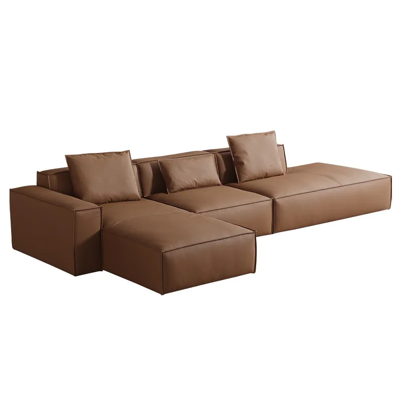

tofu block sofa, leather modern light luxury, living room minimalist sofa