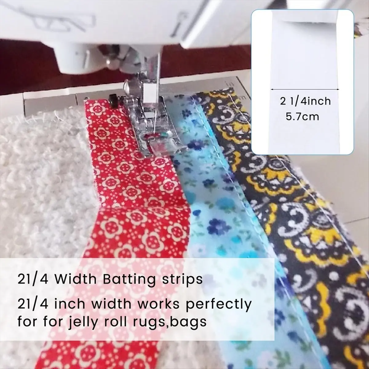 AA77 NEW  Batting Strip 2 1/4 Inchx50 Yard Cotton Blend Fleece BattingRoll for Needle Punched with 4 Fabric Tube Makers