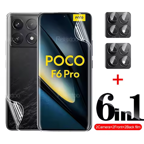 6in1 For Xiaomi Poco F6 Pro 2024 Screen Protector foco F6 Front Back Hydrogel Film PocoF6 pro F6pro Camera Glass 6.67'' PocoF6