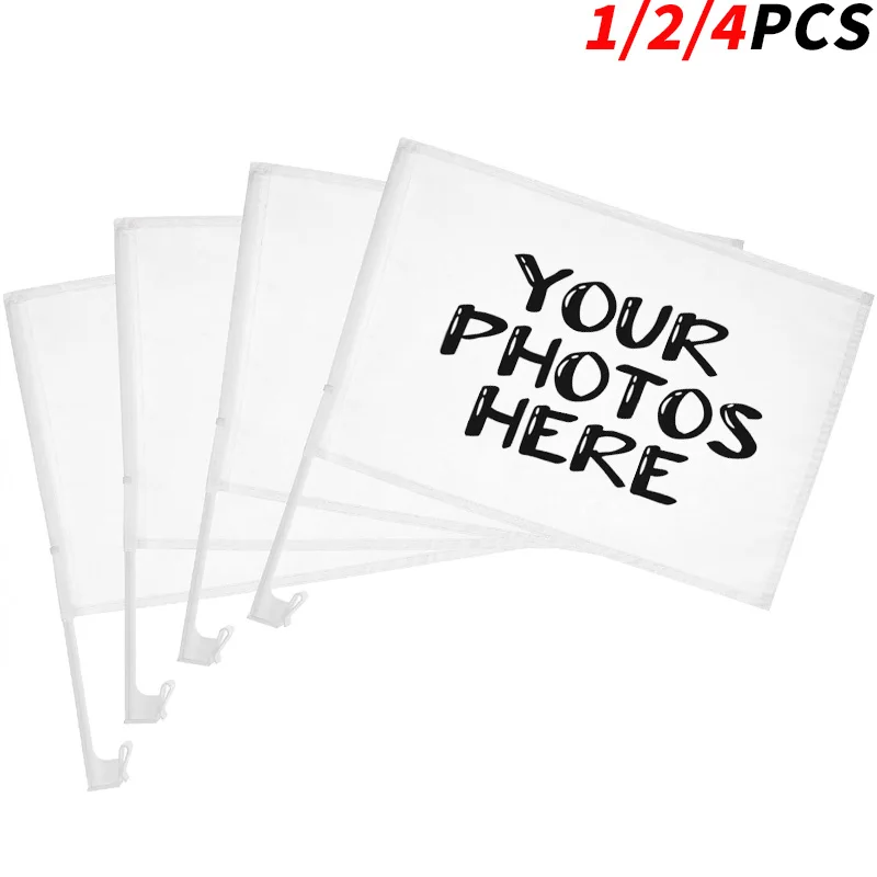 1pc/ 2pcs/ 4pcs Custom Car Window Flags with Pole, Flags with Double Stitching, for Most Car Windows, for Vehicle Decor