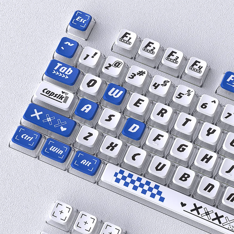 

Blue pudding keycap mechanical keyboard four-sided heat sublimation 130 + key small full set