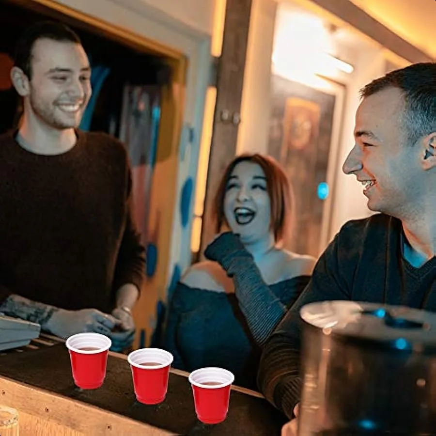 أكواب صغيرة للاستعمال مرة واحدة 120 قيراط 2 أونصة، أكواب حفلات بلاستيكية حمراء صغيرة لألعاب الحفلات والمناسبات