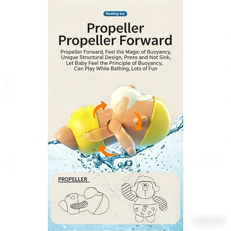 Baby Monkey Bathing Toy Summer Bathroom Water Play Toy Exercise Finger Flexibility Soothe Baby Bathing Game Clockwork Toy