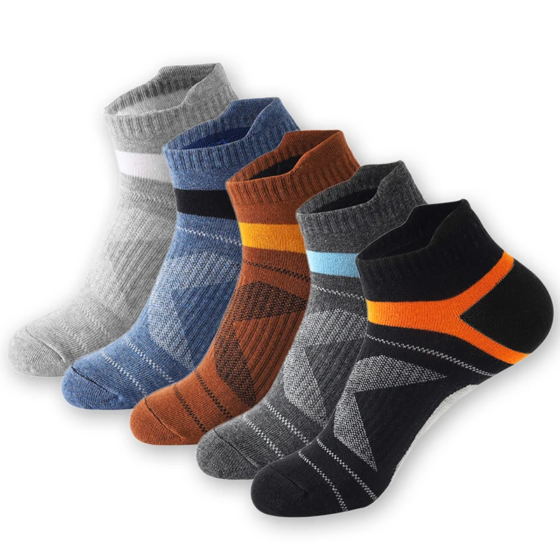 5 Pairs High Quality Men Ankle Socks Summer Outdoor Casual Cotton Socks Short Breathable Black Ankle Socks Running Sports Socks