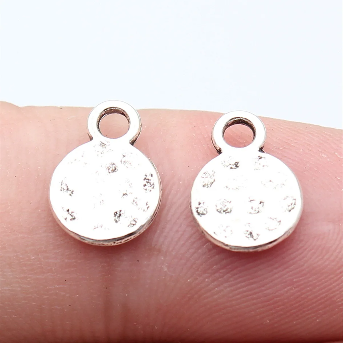 WYSIWYG 40pcs 11x8mm 3 Colors Antique Bronze Color Antique Silver Color Kc Gold Color Hammered Disc Charms For Jewelry Making
