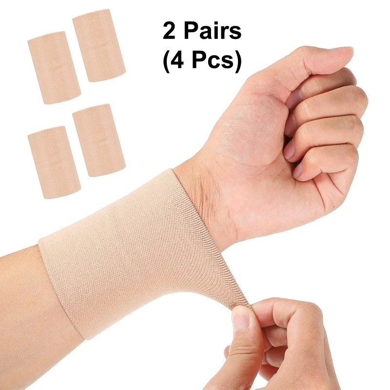 2 Pairs Compression Wrist Sleeve Elastic Wrist Brace Wrist Supports for Men and Women Tennis Tendonitis Carpal Tunnel