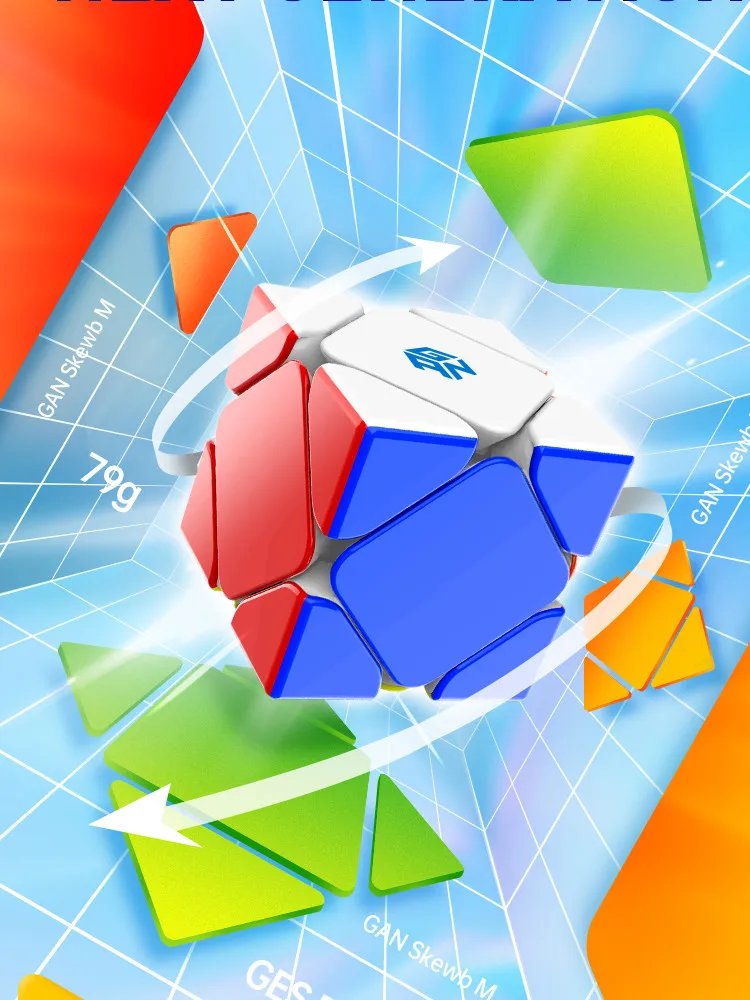 GAN Skewb Magnetischer Geschwindigkeitswürfel M Stickerless skewb Gan Speedcube 32 Magnete Verbesserte Version Professioneller Zauberwürfel Puzzlespielzeug