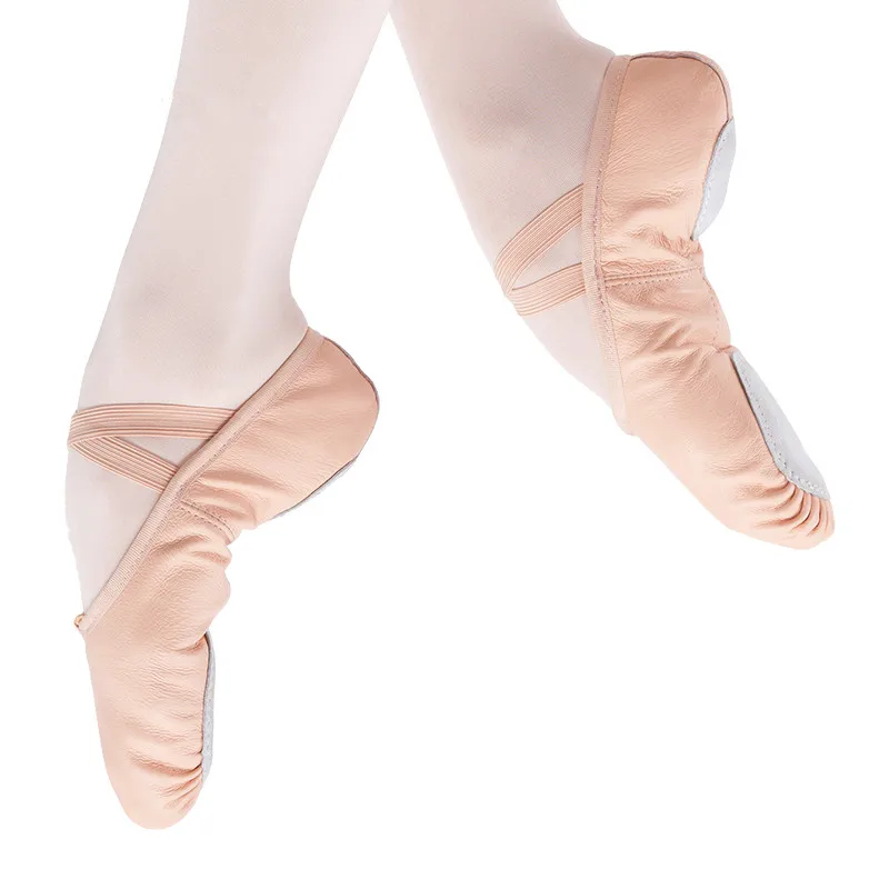 New Genuine Leather Ballet Dancing Shoes Professional Soft Girls Women Full Sole Pink Wholesale