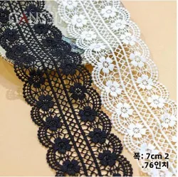 Width:7cm （2.80 inch) Water-Soluble Lace Trim Ivory White & Black Wedding Dress Sewing Accessories(SS-2155)
