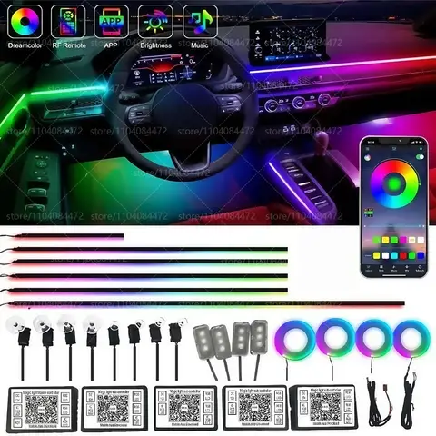 For Volvo V60 SPA 22in1 RGB Car Interior Acrylic Car Ambient Lights RGB Hidden Acrylic Strip Decoration Atmosphere Accessories 8 best selling volvo v60 model - №4