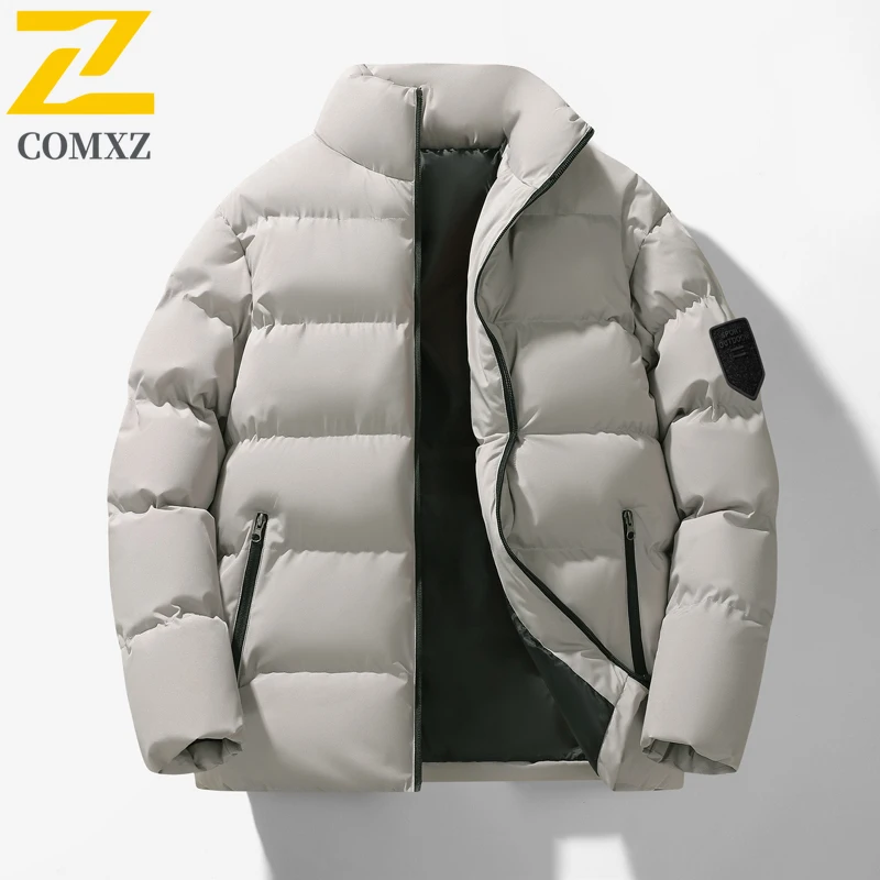 

Men Padding Coat 2025 Winter Warm Plain Color Travel Ski Bread Jacket Work Windproof Outdoor Windproof Lightweight Parker Coat