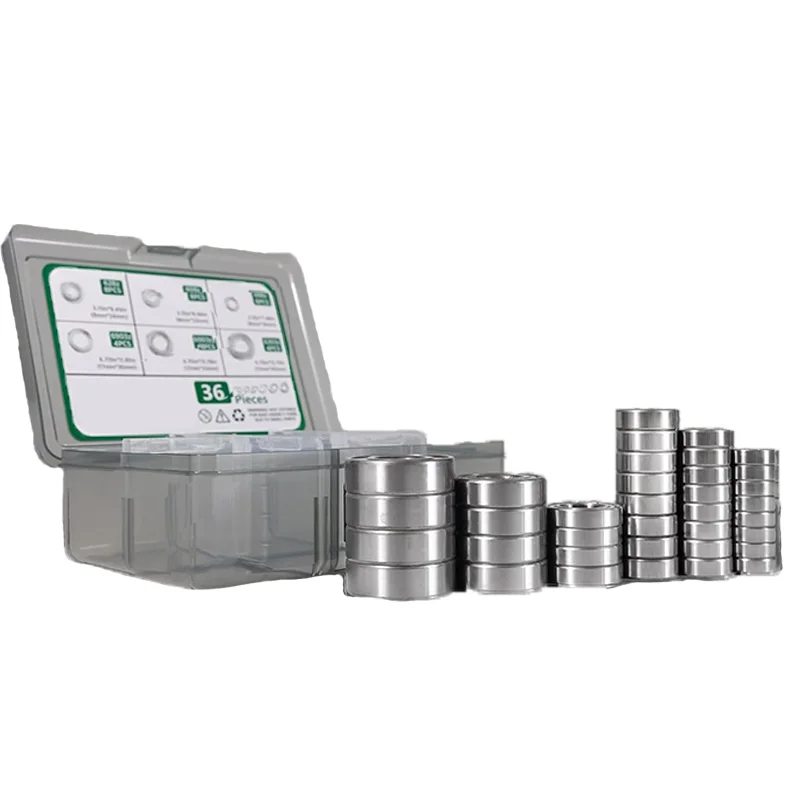 

36PCS Ball Bearings Kit 698ZZ 608ZZ 628ZZ 6903ZZ 6003ZZ 6203ZZ Double Metal Shielded Deep Groove Bearings for Wheel Skateboards