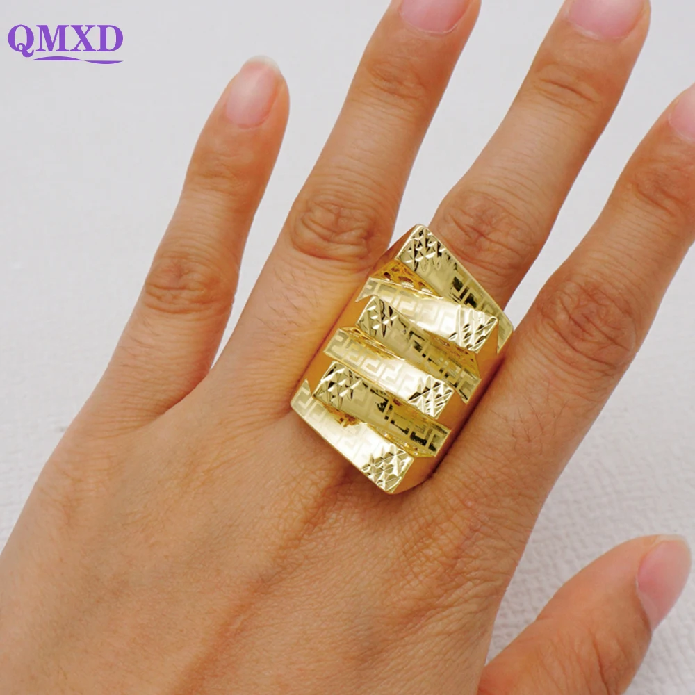 Fashion Ethiopia Dubai Gold Color Ring Irregular Geometric Rings Trend Ring Handmade Jewelry For Women Daily wear Party Gifts