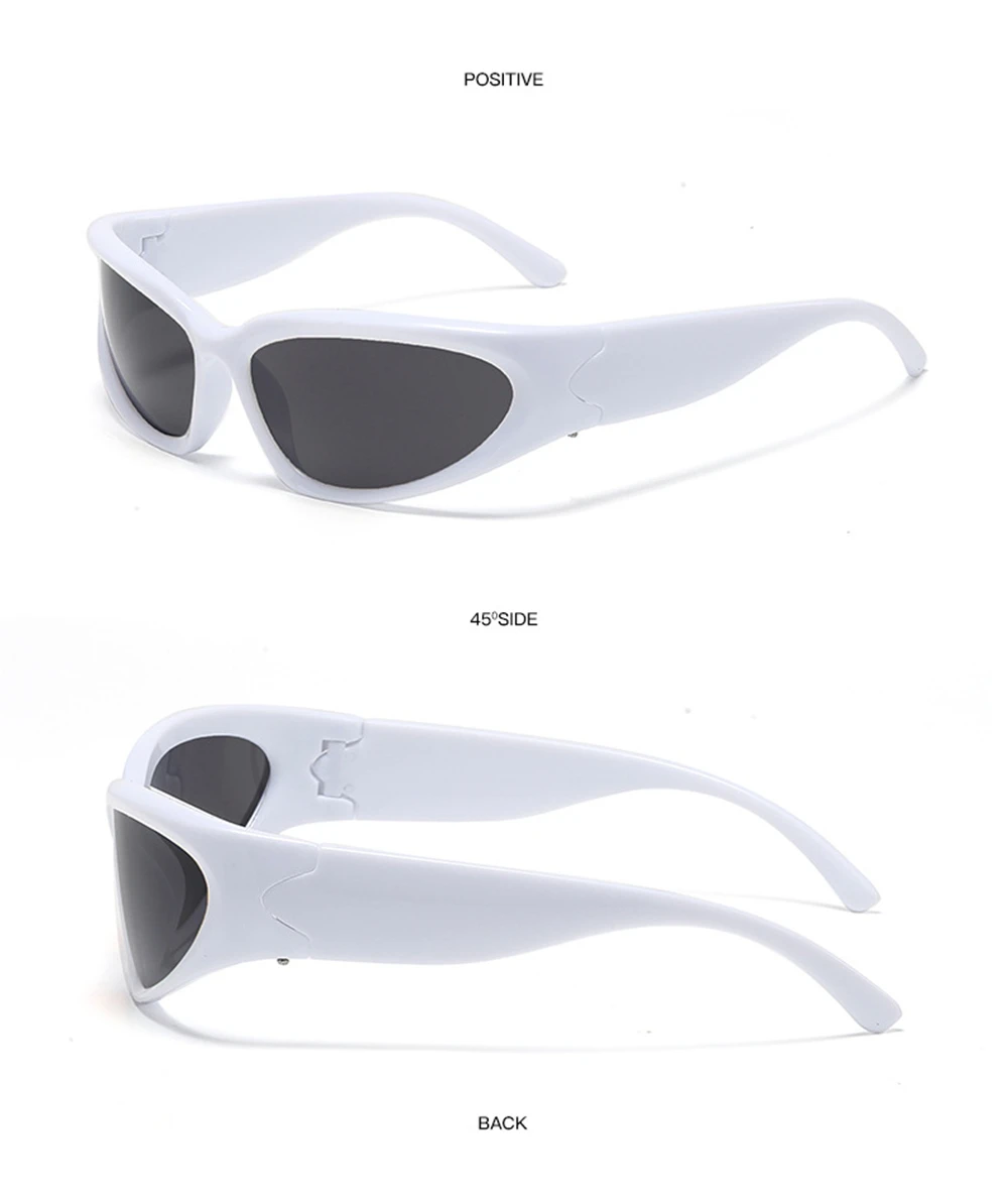 VIVIBEE Y2K Sonnenbrille für Damen, Steampunk-Spiegelgläser, Weiß, Sport-Schutzbrille, UV400, Punk-Sonnenbrille, Trendprodukt 2026 – Detail 16