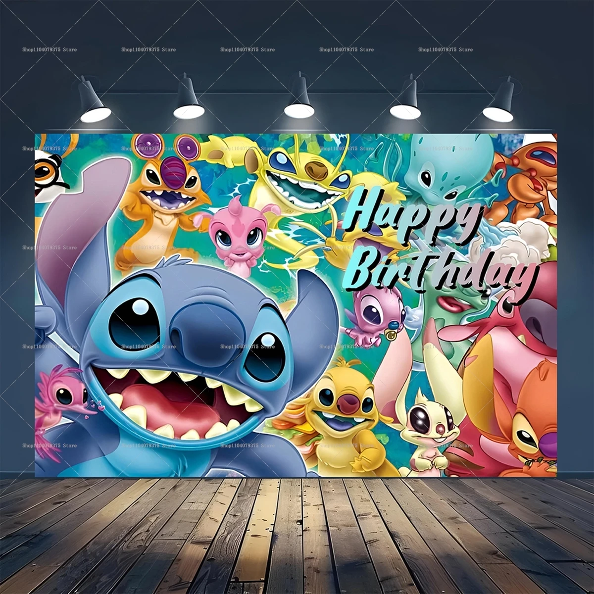 1pc Disney Stitch Photography Background Children's Birthday Party Decoration Background Baby Party Photo Props Wall Decoration