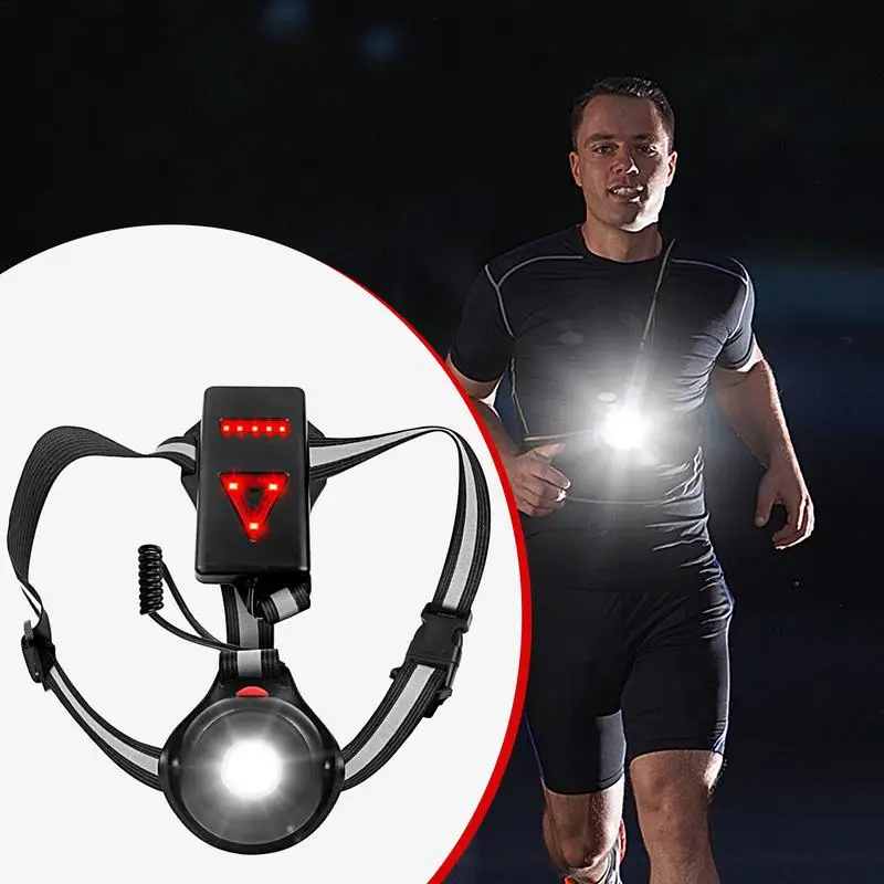 Luz para correr en el pecho, linterna para el pecho, luz deportiva giratoria para el pecho, lámpara LED para correr, 3 modos de iluminación, recargable de larga duración