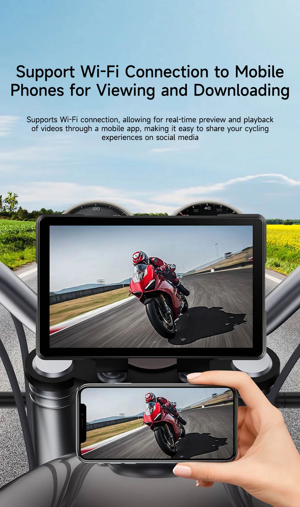 Front and Rear Camera For JIUYIN brand Motorcycle Screen Recorder Portable Navigation