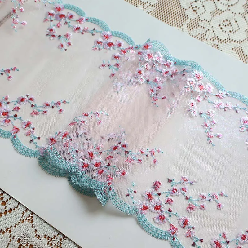 

16Yards Bilateral Floral Embroidery Lace Trim Skirt Hem Underwear Sewing Craft DIY Apparel Fabric Lace For Dress
