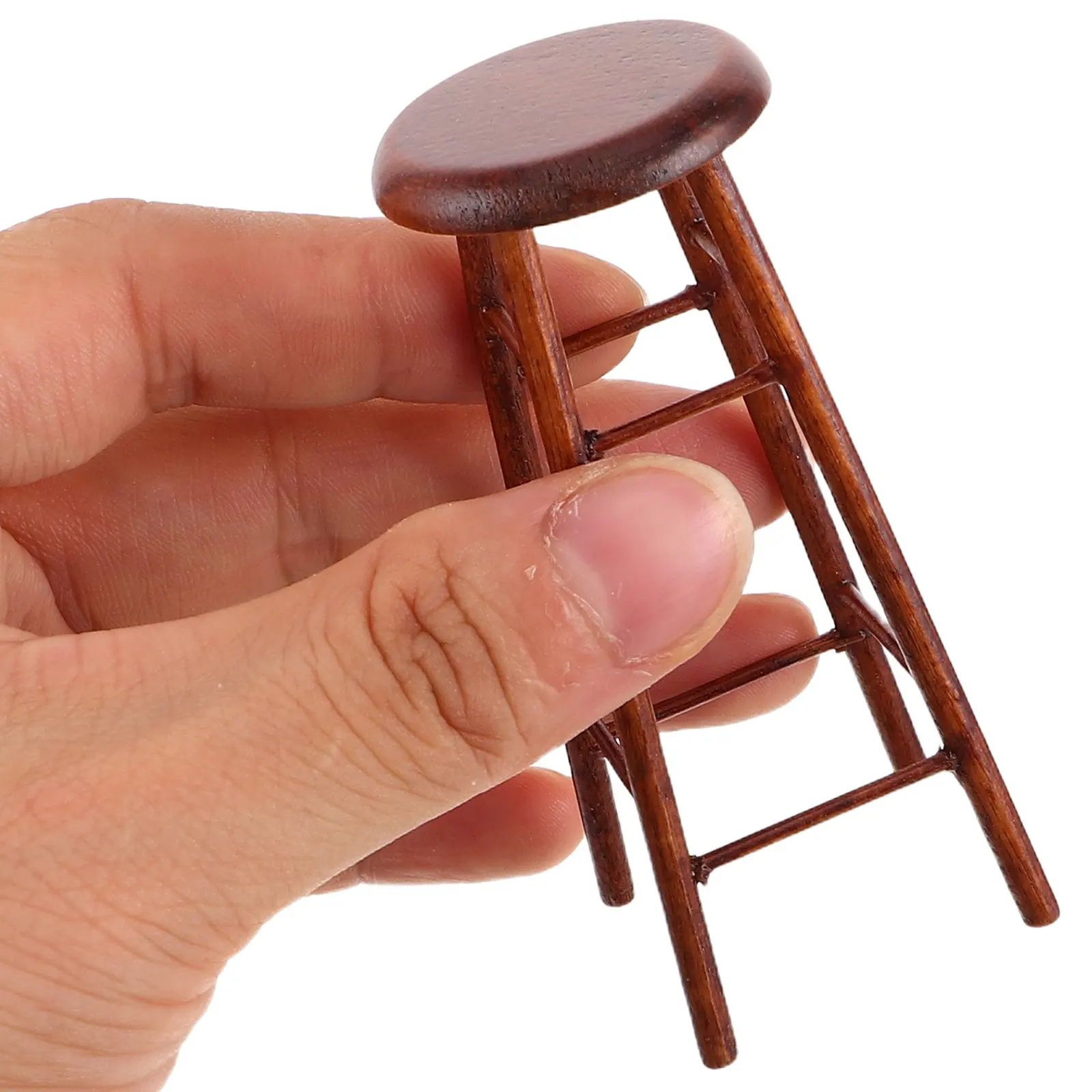 

Miniature Wood Bar Stool Set Rustic Tiny Stool for Dollhouse Dining Table Kitchen Scene Fairy Garden Decor Miniature House