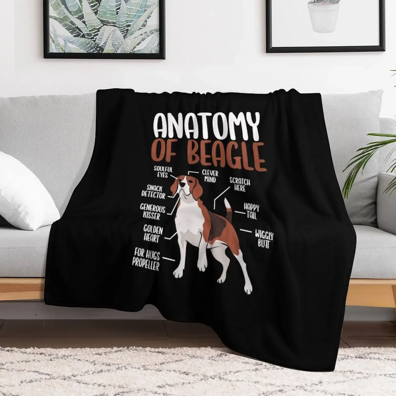 Anatomy Of Beagle Throw Blanket Multi-Purpose Hairys Decorative Throw Blankets