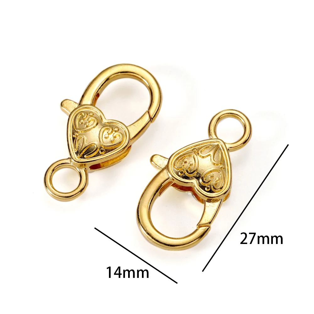 10Pcs/Lot 14*27mm Heart Metal Shape Lobster Clasp Keychain Connectors for DIY Necklace Bracelet Chain Jewelry Making Accessories