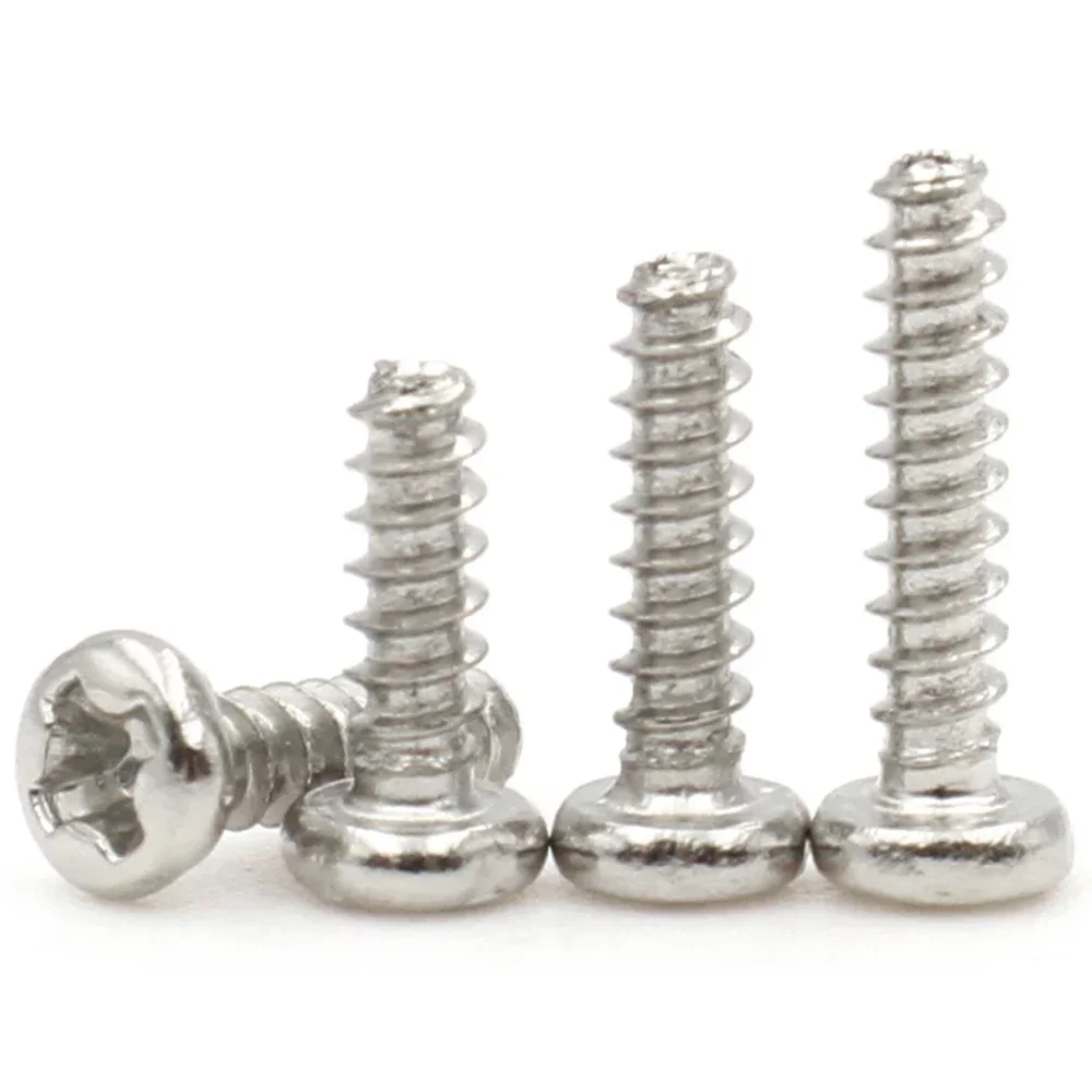 30-100pcs Flat Tail Carbon Steel Phillips Self-tapping Screw M1.2 M1.7 M2 M2.6 M3 M4 M5 Cross Recessed Round Head Tapping Screws