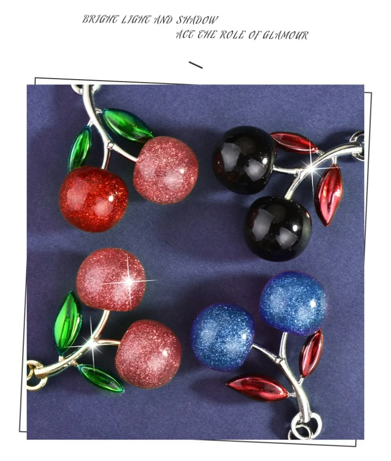 Разноцветные модные подвески-брелки для автомобилей, подвески-брелки для сумок с вишней, блестящие украшения для сумок с вишней