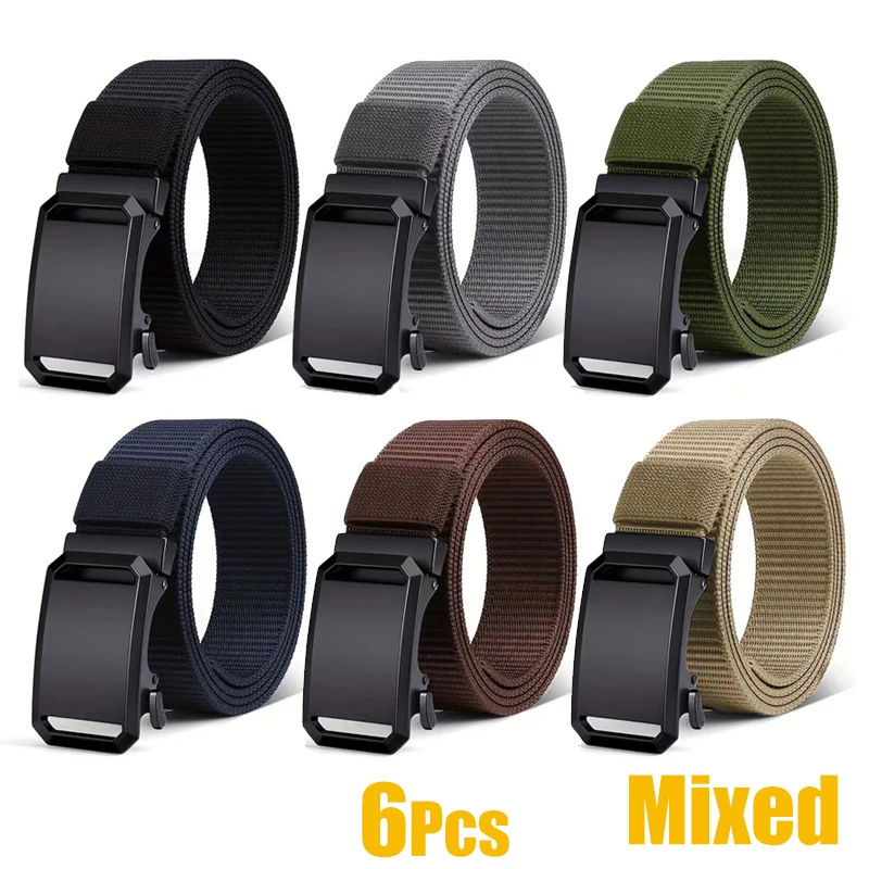 Cinturón militar de nailon con hebilla metálica automática, cinturón táctico multifuncional de lona para caza al aire libre, cinturón de alta calidad para hombre, color negro