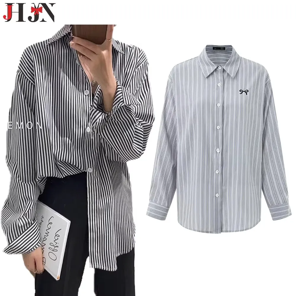 2024 Autumn Women's models Shirt Simple Solid colour Lapel Pleated Long Sleeve Shirt Loose fit Short Sun Protection Shirts