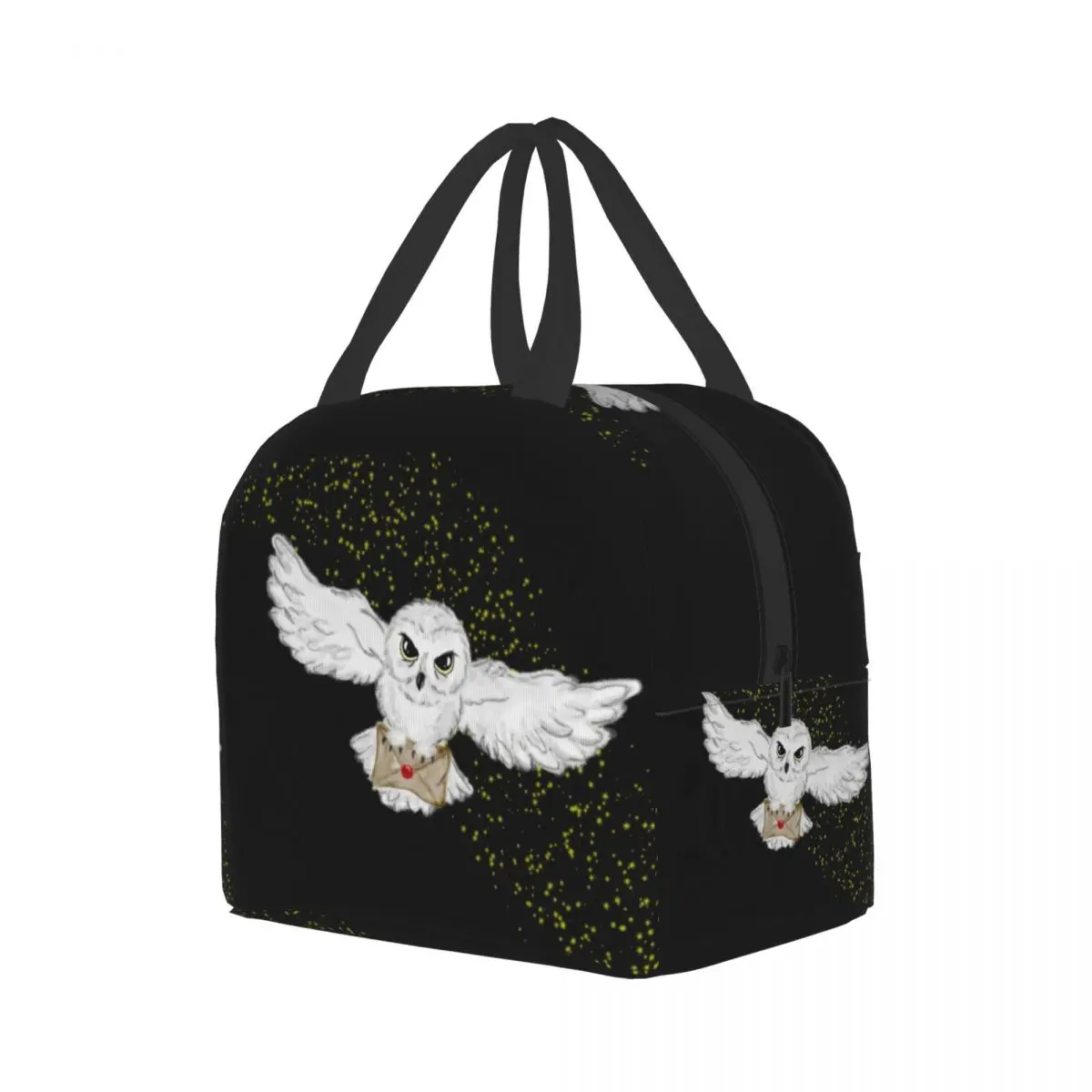 Halloween Owl Flight Thermal Insulated Lunch Bag Women Witch Magic Portable Lunch Tote for Work School Travel Storage Food Box