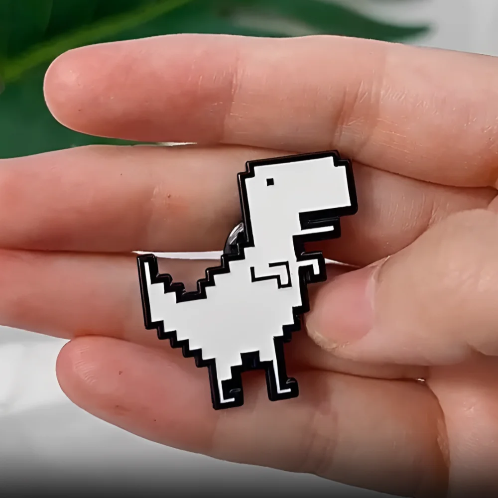 Cute Kawaii Tyrannosaurus Rex Enamel Pins Pixel Style Dinosaur Brooches Metal Lapel Badges Kids Friends