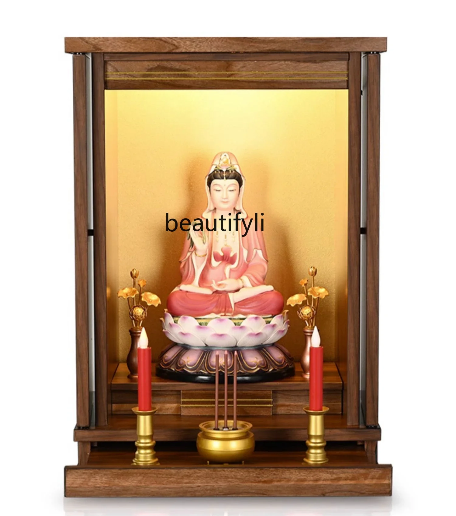 Flip door with door Buddhist niche Modern simple household wall-mounted offering table for worship shrine