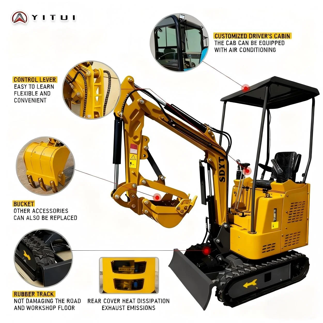 High Quality Mini Excavators For Sale 1.2 Ton Farm Excavator 1.8 Ton Customized Crawler Mini Excavator Kubota Diesel Engine