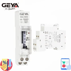 GEYA-Din Rail Temporizador Mecânico, 96 Vezes em Off por Day Time Set, 15 Mins Temporizador, 220V com indicador LED, SU-180N