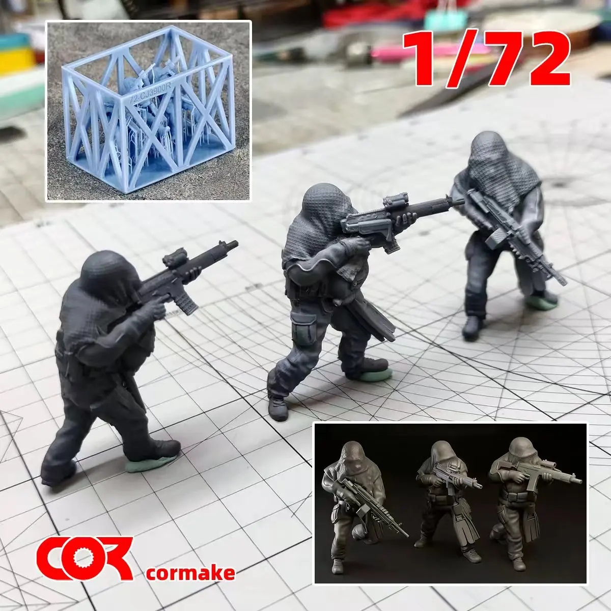 Scale Miniature Model kit Assembly Resin 3D Modern US Special Forces Ghost Team Figures Military 3 pcs Set 1/72