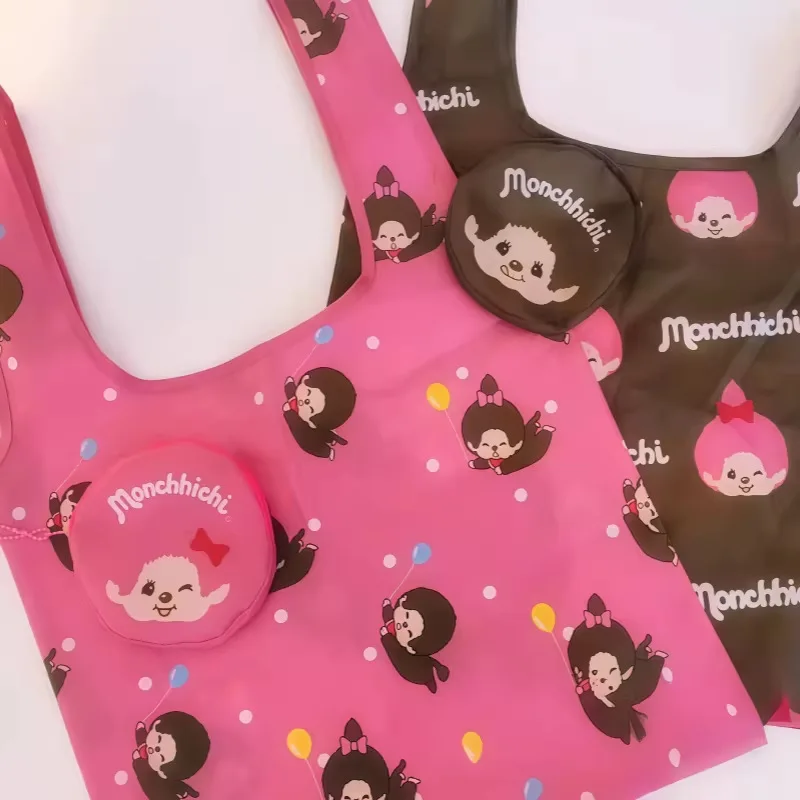 

Monchhichi Cartoon Print Foldable Large Capacity Storage Bag Kawaii Shopping Bag Handbags Birthday Gift