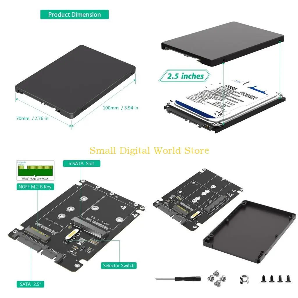 77UB M.2 NGFF mSATA to SATA3.0 Adapter Card for Expanding Computer Storage Option