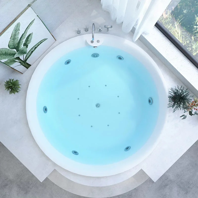 Bañera redonda acrílica, hogar, empotrada, apartamento pequeño para adultos