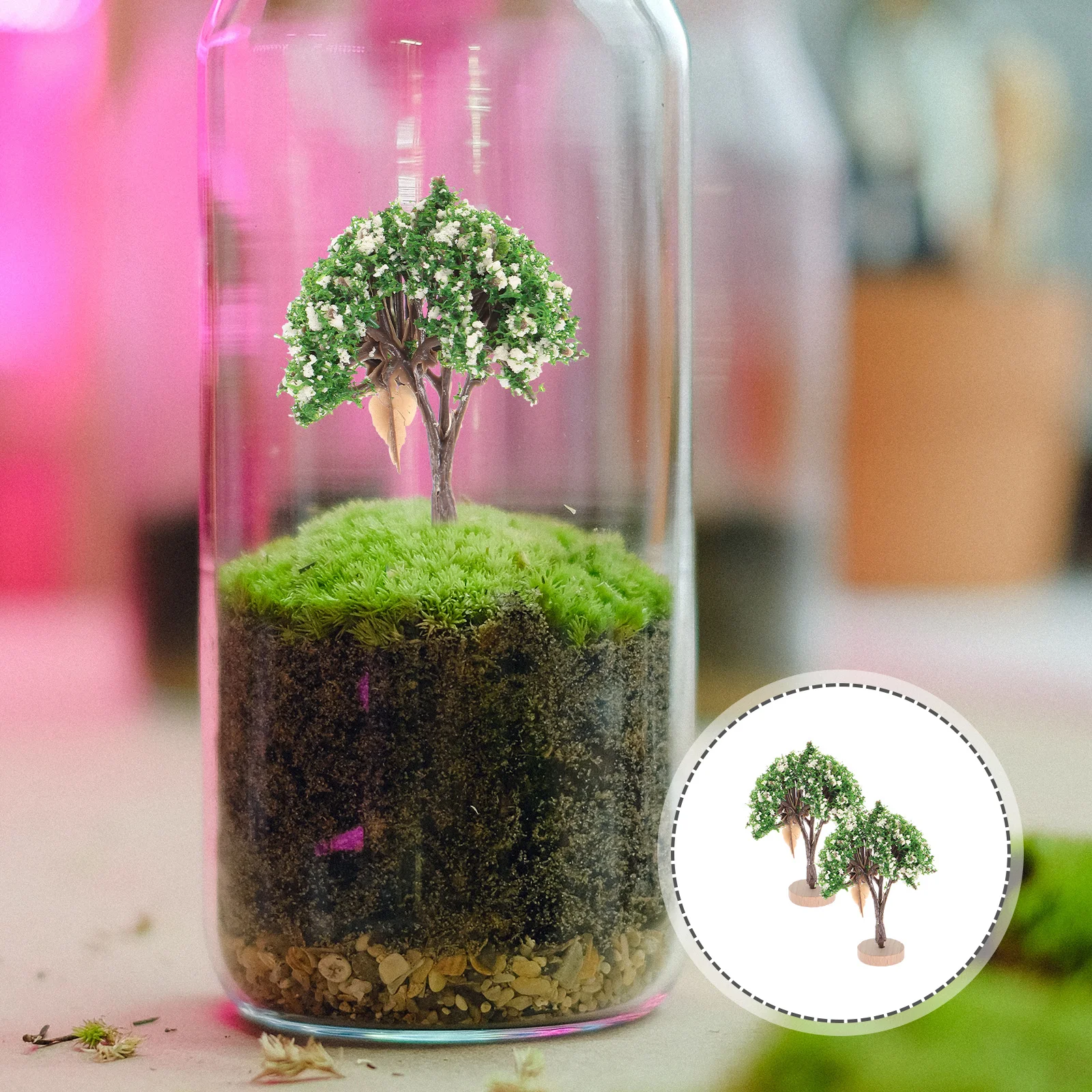 

2Pcs Miniature Landscape Trees Realistic Small Trees for Christmas Holiday Party Sand Table Decoration Ornaments