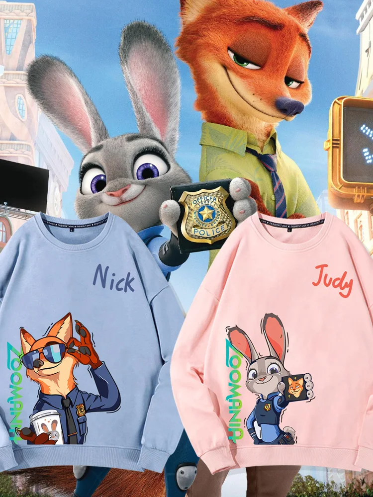 

Disney Crazy Animal City Guards Men'S Round Neck Sweatshirt Anime Judnick Print Couple Animation Derivatives For Autumn Winter