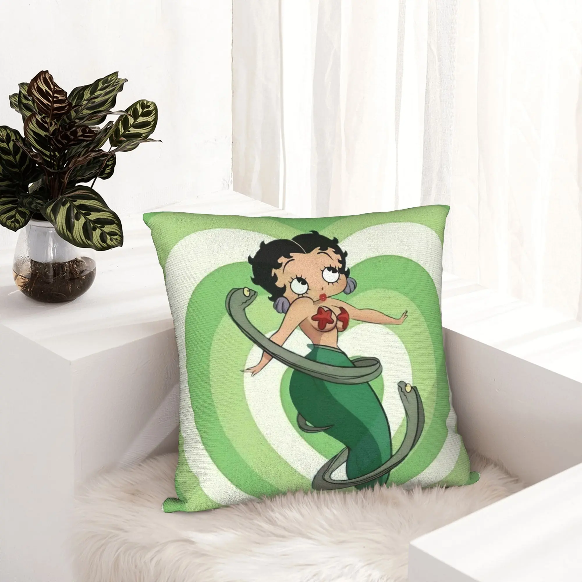 Anime B-Betty BoopS Pillowcase Soft Polyester Cushion Cover Decorations  Throw Pillow Case Cover Home Zipper 45X45cm