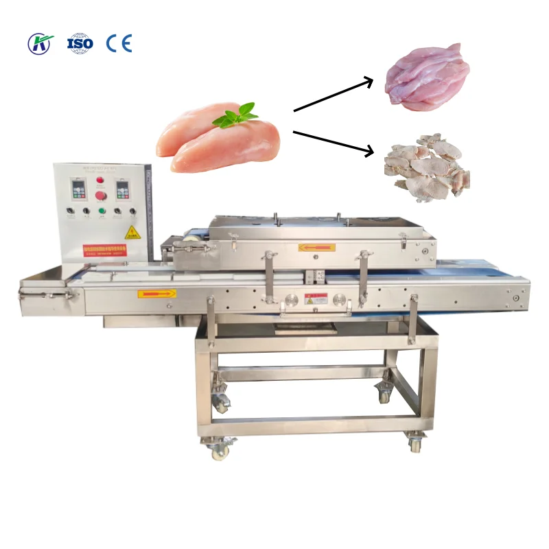 Industrial Stainless Steel Belt Conveyor Chicken Breast Filleting Machine/Horizontal Fresh Meat Pork Beef Slicer