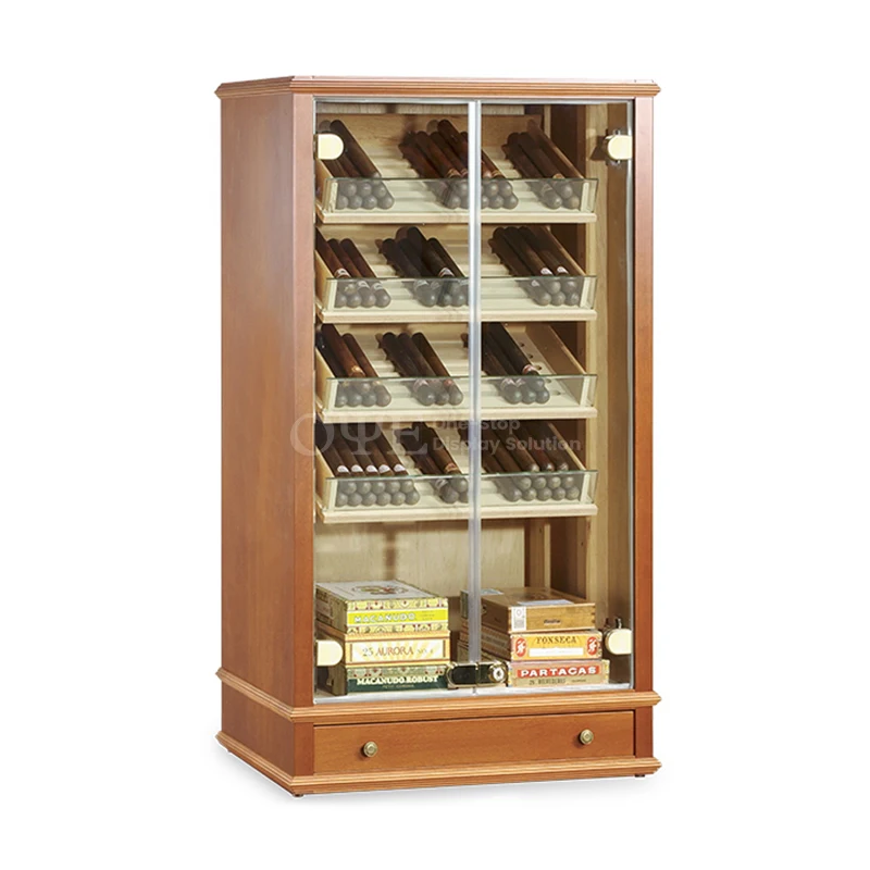 

custom.Luxury Large Capacity Wood Cigar Showcase Rack Display Humidors Humidifier Cigar Cabinet