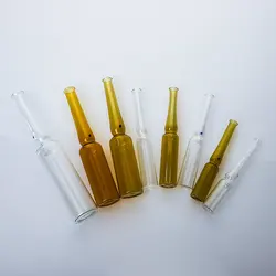 Bouteille d'ampoule flexible en verre transparent et marron avec col incurvé, bouteille de médecine liquide, laboratoire, 1 ml, 2 ml, 5 ml, 10 ml, 20ml