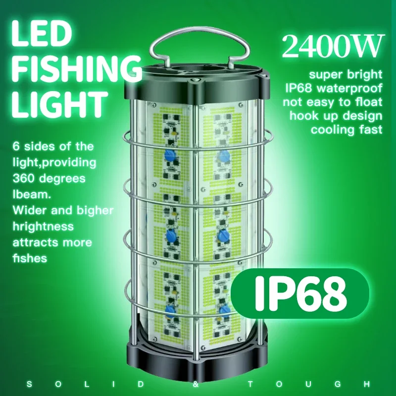 316 Stainless Steel IP68 Underwater 1000W LED Fishing Lure Lamp Submarine Cool White Fishing Squid Lights That Attract Fish